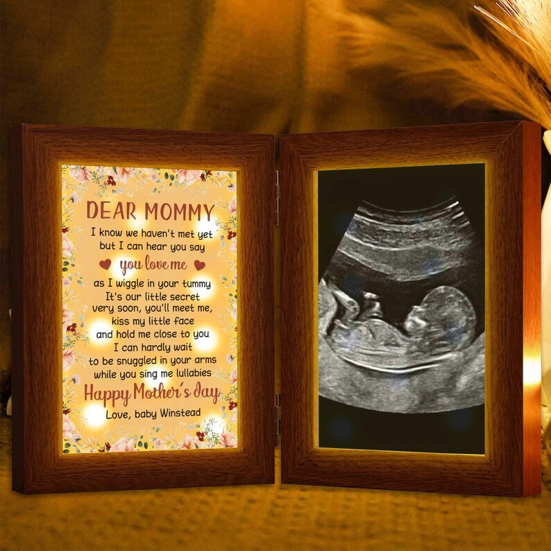 Custom Light Photo Frame with Baby's Ultrasound Image,  Room Decor