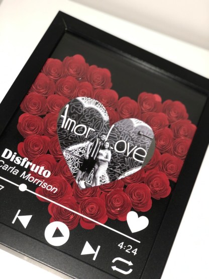 Custom Couple Flower Heart Shadow Box