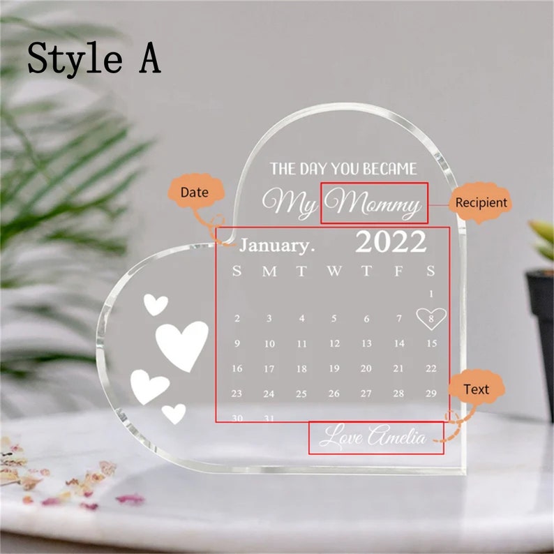 Personalised Day You Became My Mummy Date Acrylic Keepsake Block, Gift from Kids, Mother Birthday Gift, New Baby Gift for Mom-Creatgifts