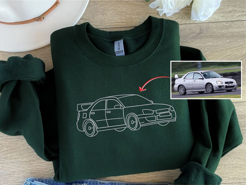 Custom Embroidered Car Sketch Sweatshirt/Hoodie
