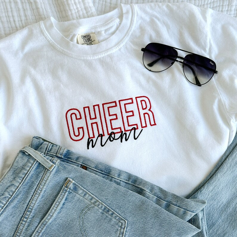 Personalized Cheer Mom Embroidered Comfort Shirt