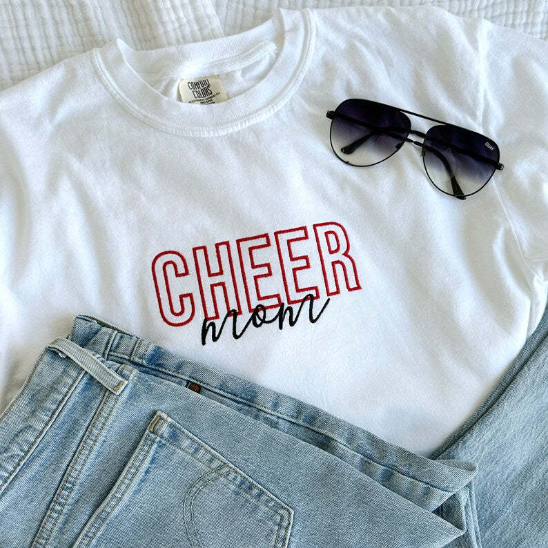 Personalized Cheer Mom Embroidered Comfort Shirt