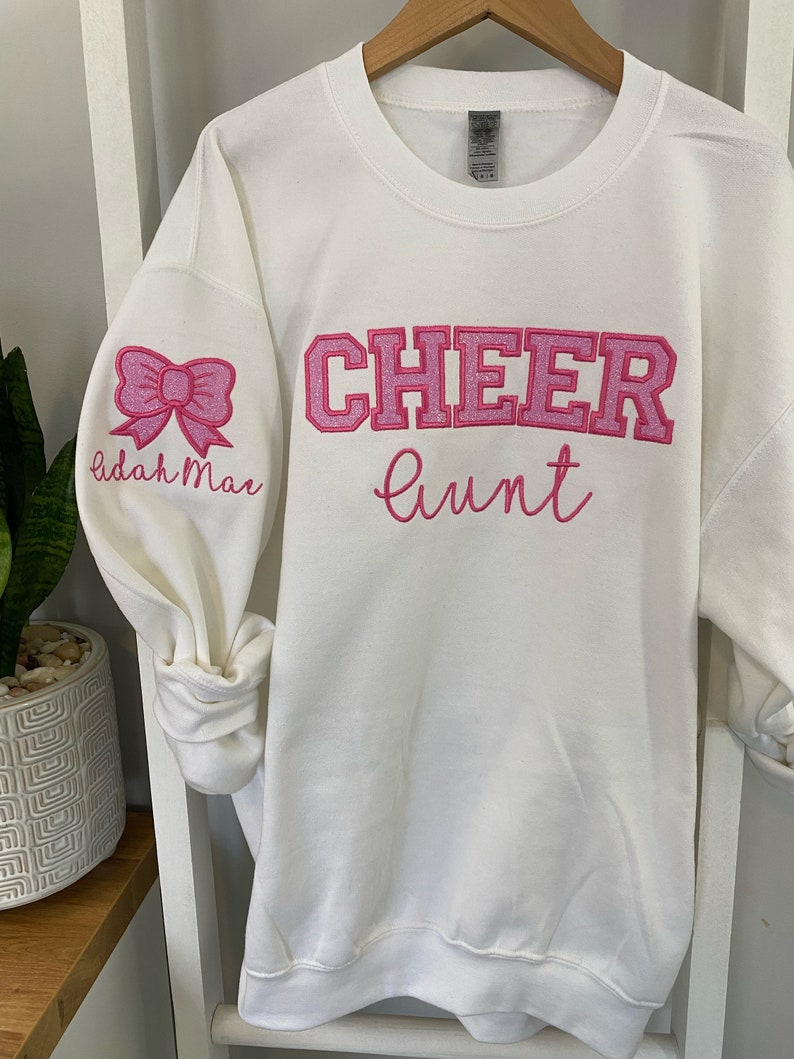 Personalized Embroidered Cheer Mom Glitter Sweatshirt-Creatgifts