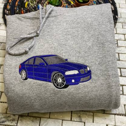 Embroidered Hubby Car Portrait Sweatshirt