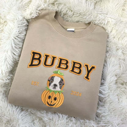 Custom Pet Name Halloween Embroidered Sweatshirt