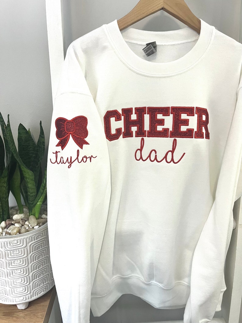 Personalized Embroidered Cheer Mom Glitter Sweatshirt-Creatgifts