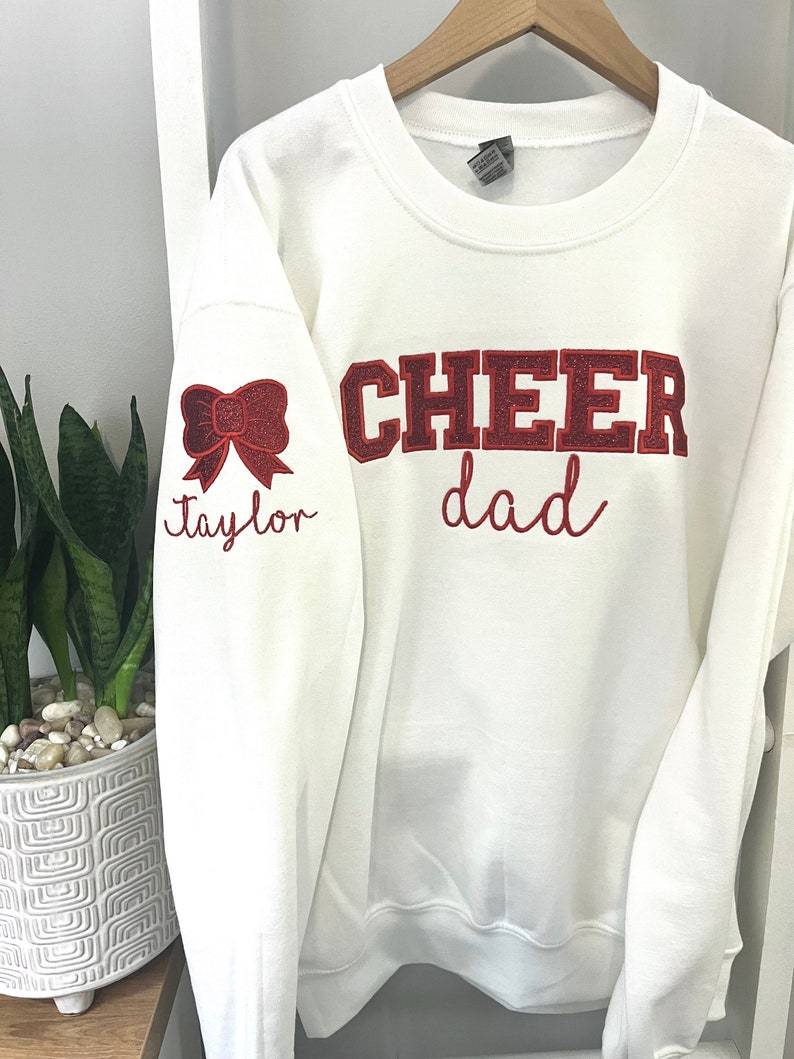 Personalized Embroidered Cheer Mom Glitter Sweatshirt-Creatgifts