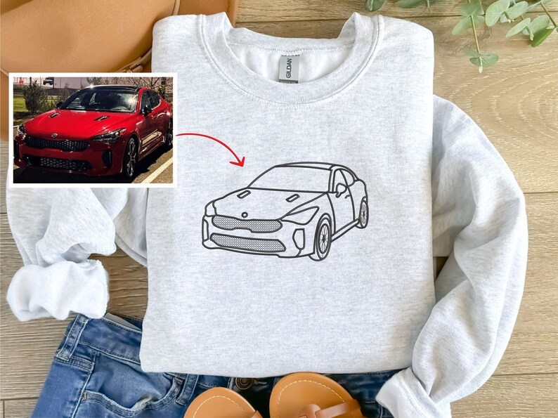 Custom Embroidered Car Sketch Sweatshirt/Hoodie