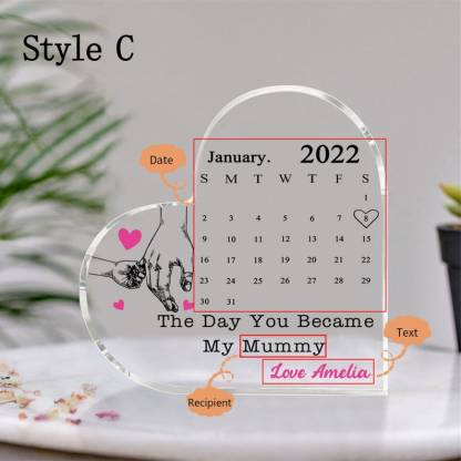 Personalised Day You Became My Mummy Date Acrylic Keepsake Block, Gift from Kids, Mother Birthday Gift, New Baby Gift for Mom-Creatgifts