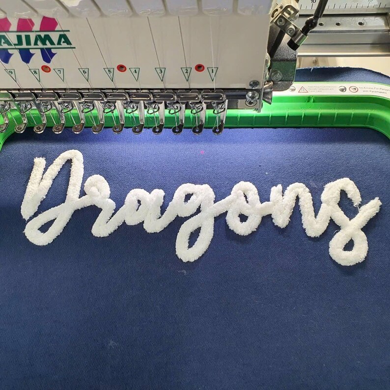 Personalized Chenille Yarn Embroidered Sports Team Sweatshirt, High School Teams, Eagles, Colts spirit, custom name Chenille Patch,Cheer mom