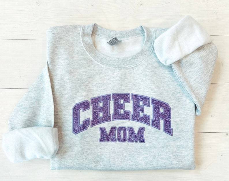 Custom Embroidered Glitter Cheer Mom Shirt-Creatgifts
