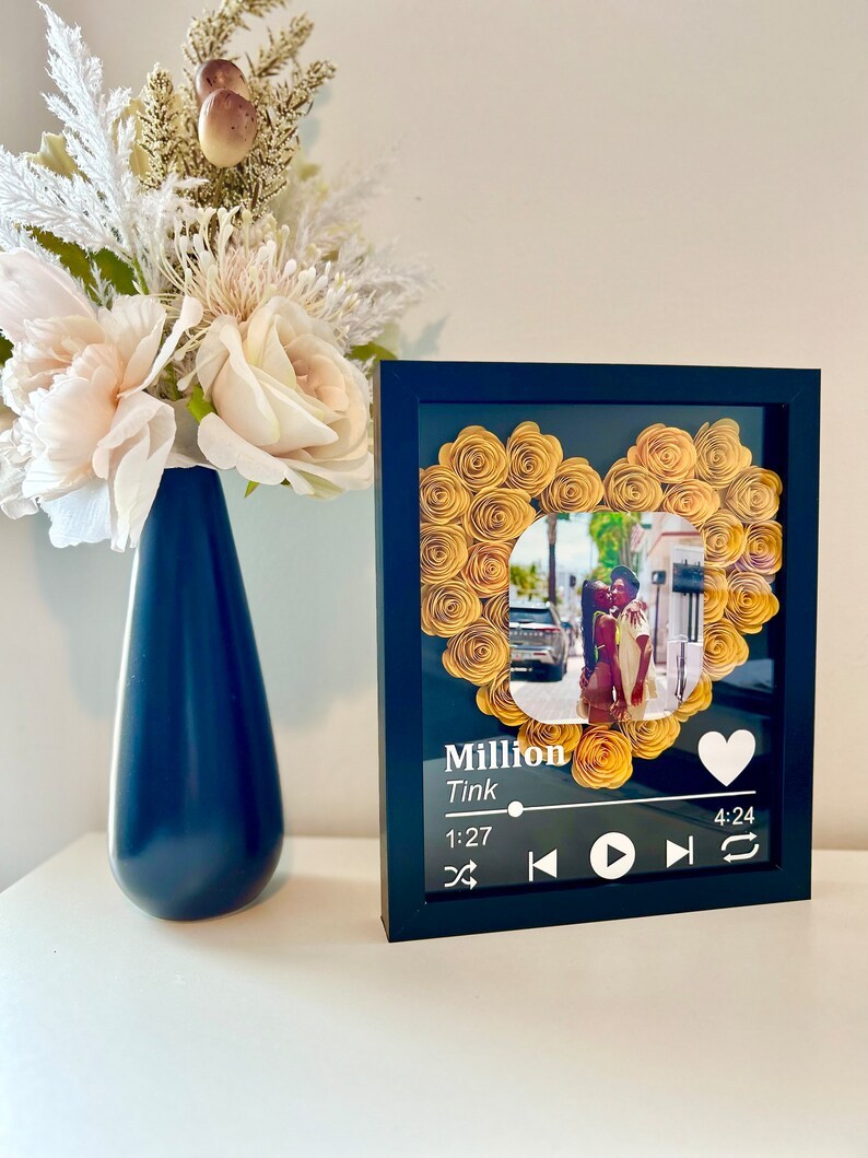 Custom Couple Flower Heart Shadow Box