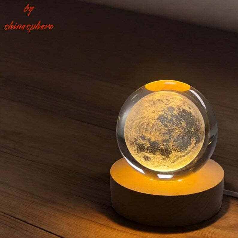 Customized 3d Printed Crystal Ball Moon Phase Night Light For Mom, Mother's Day Gift