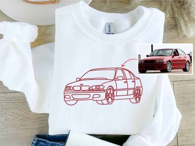 Custom Embroidered Car Sketch Sweatshirt/Hoodie