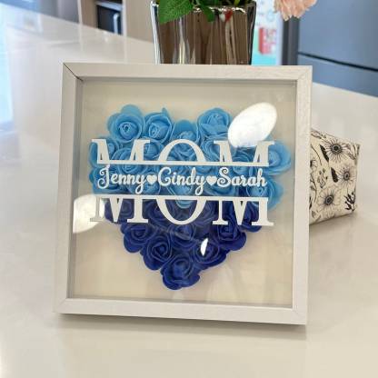 Customized Flower Shadow Box - Mother's Day Gift for Grandma, Mom, Nana, Mimi with Personalized Kids Names-Creatgifts