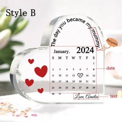 Personalised Day You Became My Mummy Date Acrylic Keepsake Block, Gift from Kids, Mother Birthday Gift, New Baby Gift for Mom-Creatgifts