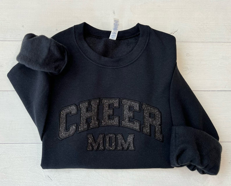 Custom Embroidered Glitter Cheer Mom Shirt-Creatgifts