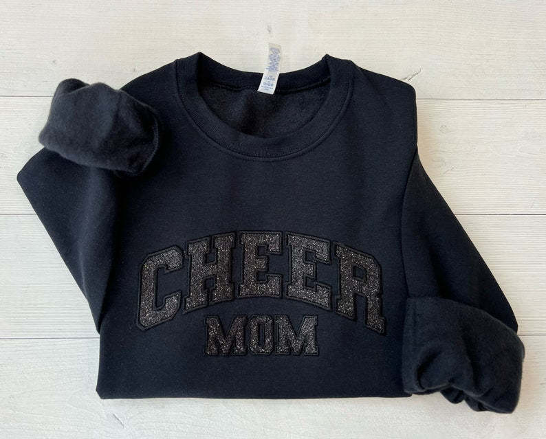 Custom Embroidered Glitter Cheer Mom Shirt-Creatgifts