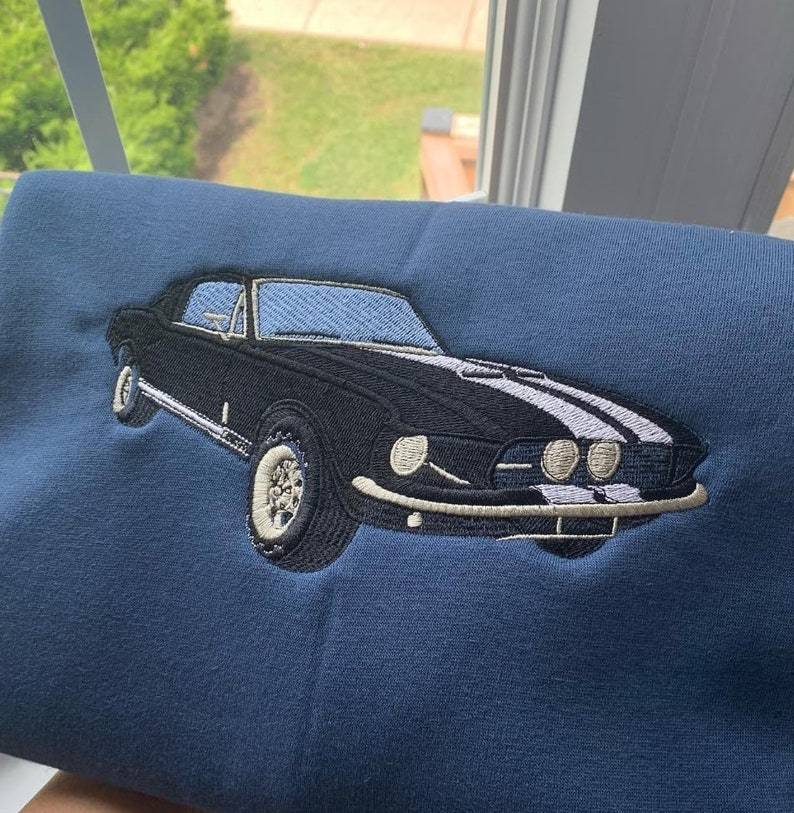 Embroidered Hubby Car Portrait Sweatshirt