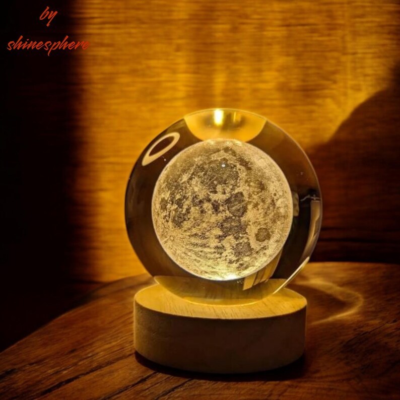 Customized 3d Printed Crystal Ball Moon Phase Night Light For Mom, Mother's Day Gift