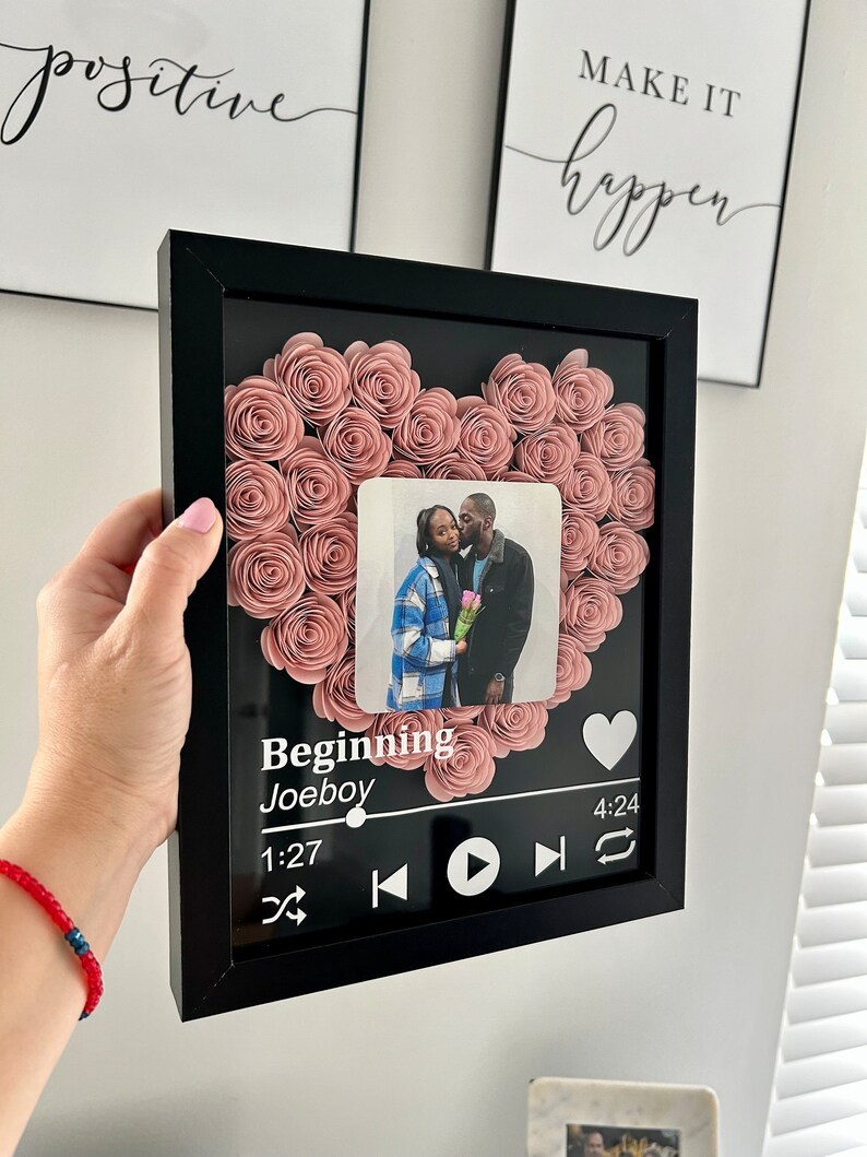 Custom Couple Flower Heart Shadow Box