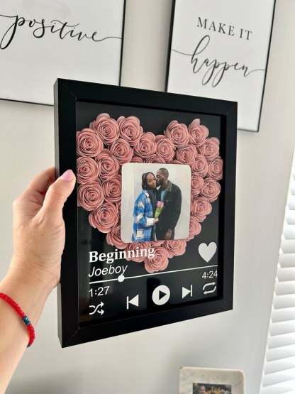 Custom Couple Flower Heart Shadow Box