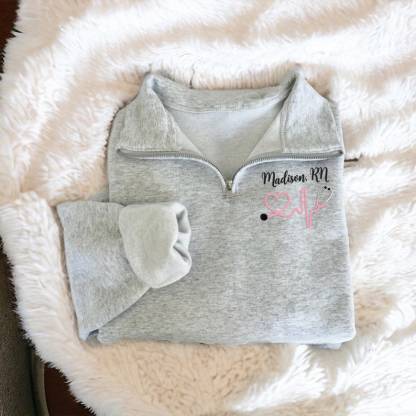 Custom Embroidery Monogram Nurse Quarter Zip Sweatshirt