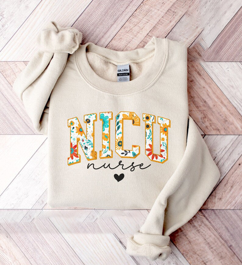 Floral NICU Sweatshirt – Thoughtful NICU Nurse Gifts for Comfort and Style