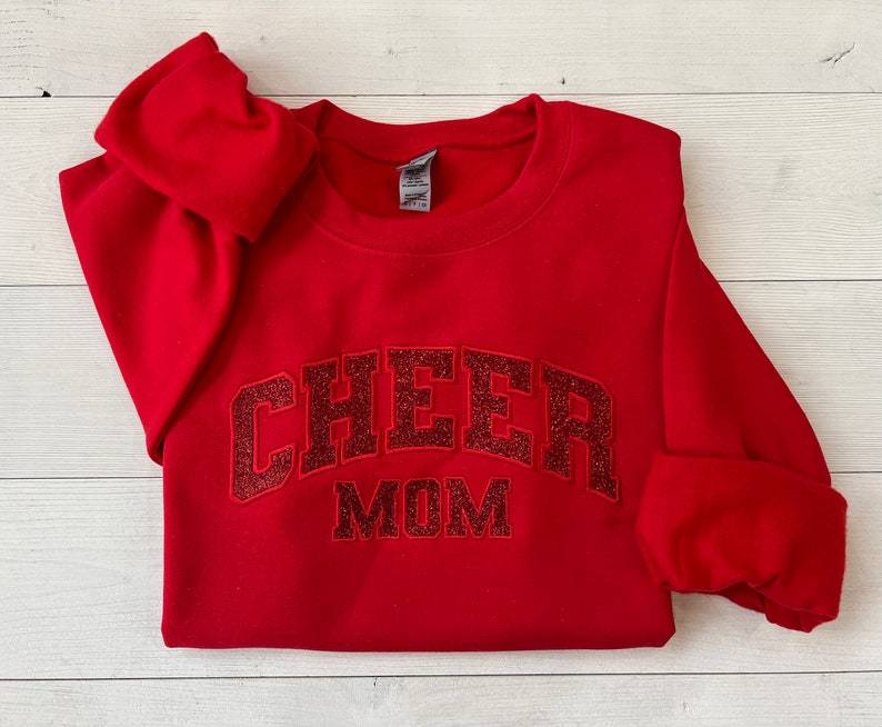 Custom Embroidered Glitter Cheer Mom Shirt-Creatgifts