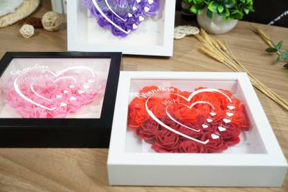 Personalized Flower Shadow Box Custom Name & Text Heart Rose Frame Decorations Mother's Day Gift for Her Gift for Nana Nanny Mimi-Creatgifts