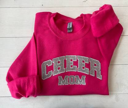 Custom Embroidered Glitter Cheer Mom Shirt-Creatgifts