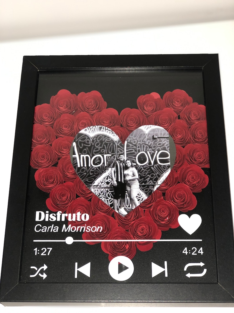 Custom Couple Flower Heart Shadow Box