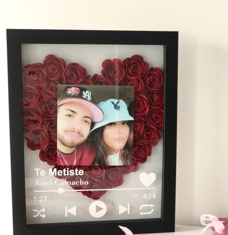 Custom Couple Flower Heart Shadow Box