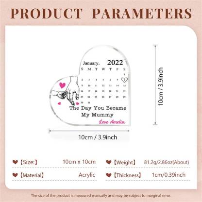 Personalised Day You Became My Mummy Date Acrylic Keepsake Block, Gift from Kids, Mother Birthday Gift, New Baby Gift for Mom-Creatgifts