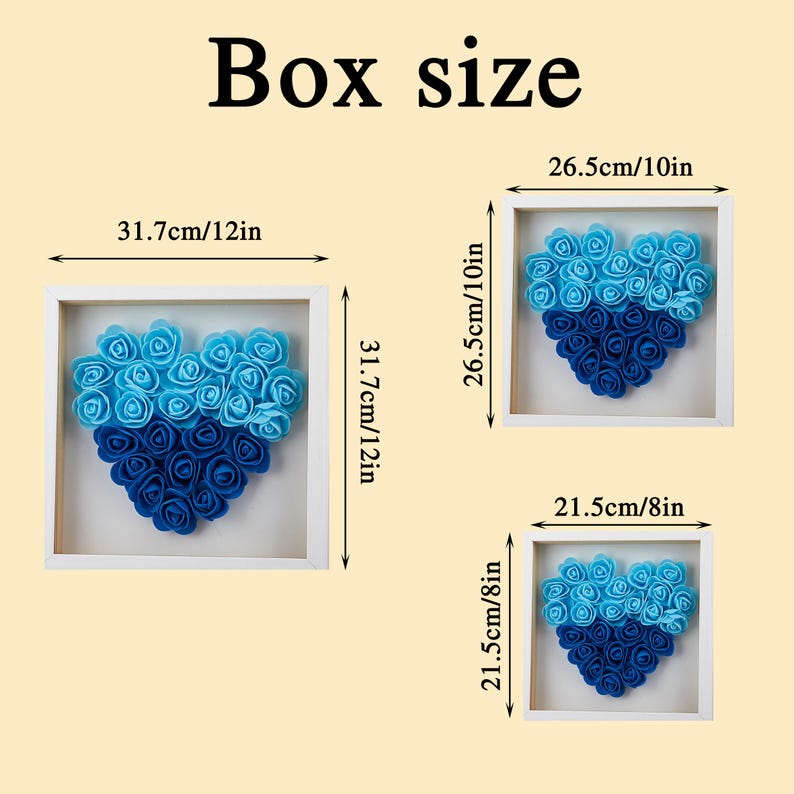 Personalized Flower Heart Shadow Box for Her,Rose Shadow Box with Name, Gradient Heart Shaped Flower Box, Anniversary, Birthday, Valentine's Day-Creatgifts