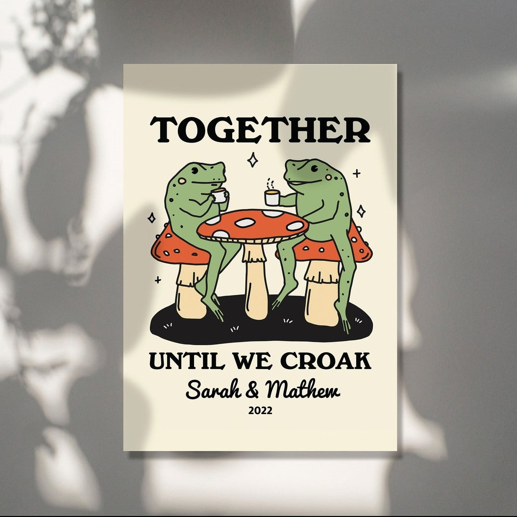 50%OFF⭐️Personalized Frog Couple Print, Custom Frog Illustration Frame,Valentines Gift