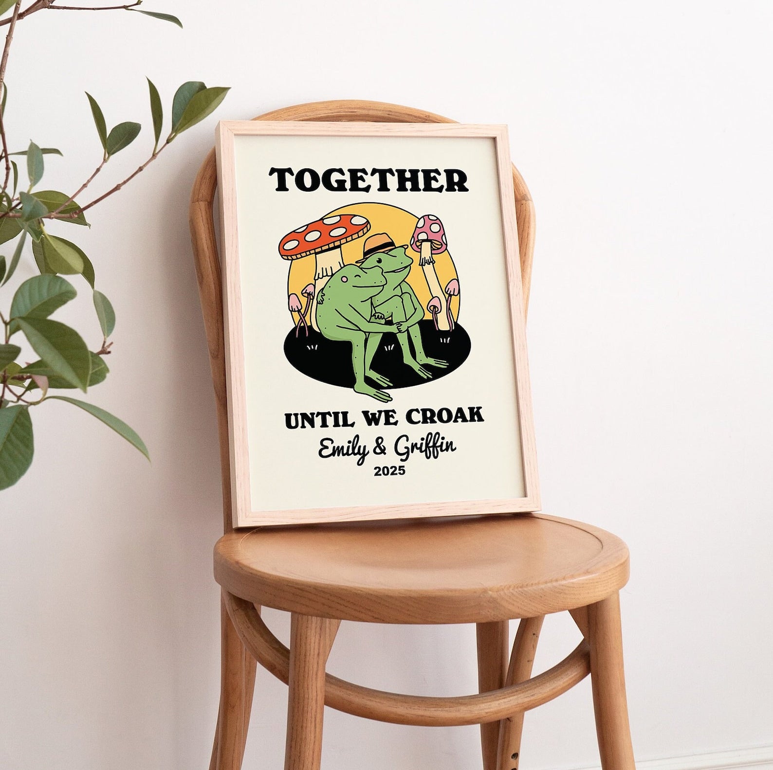 50%OFF⭐️Personalized Frog Couple Print, Custom Frog Illustration Frame Art
