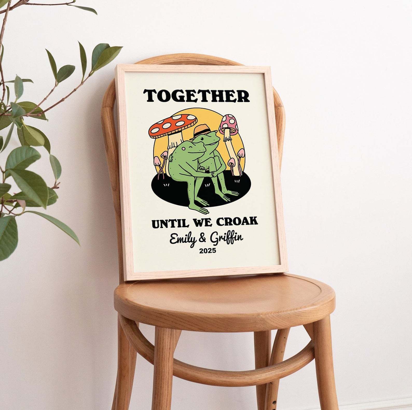 50%OFF⭐️Personalized Frog Couple Print, Custom Frog Illustration Frame Art