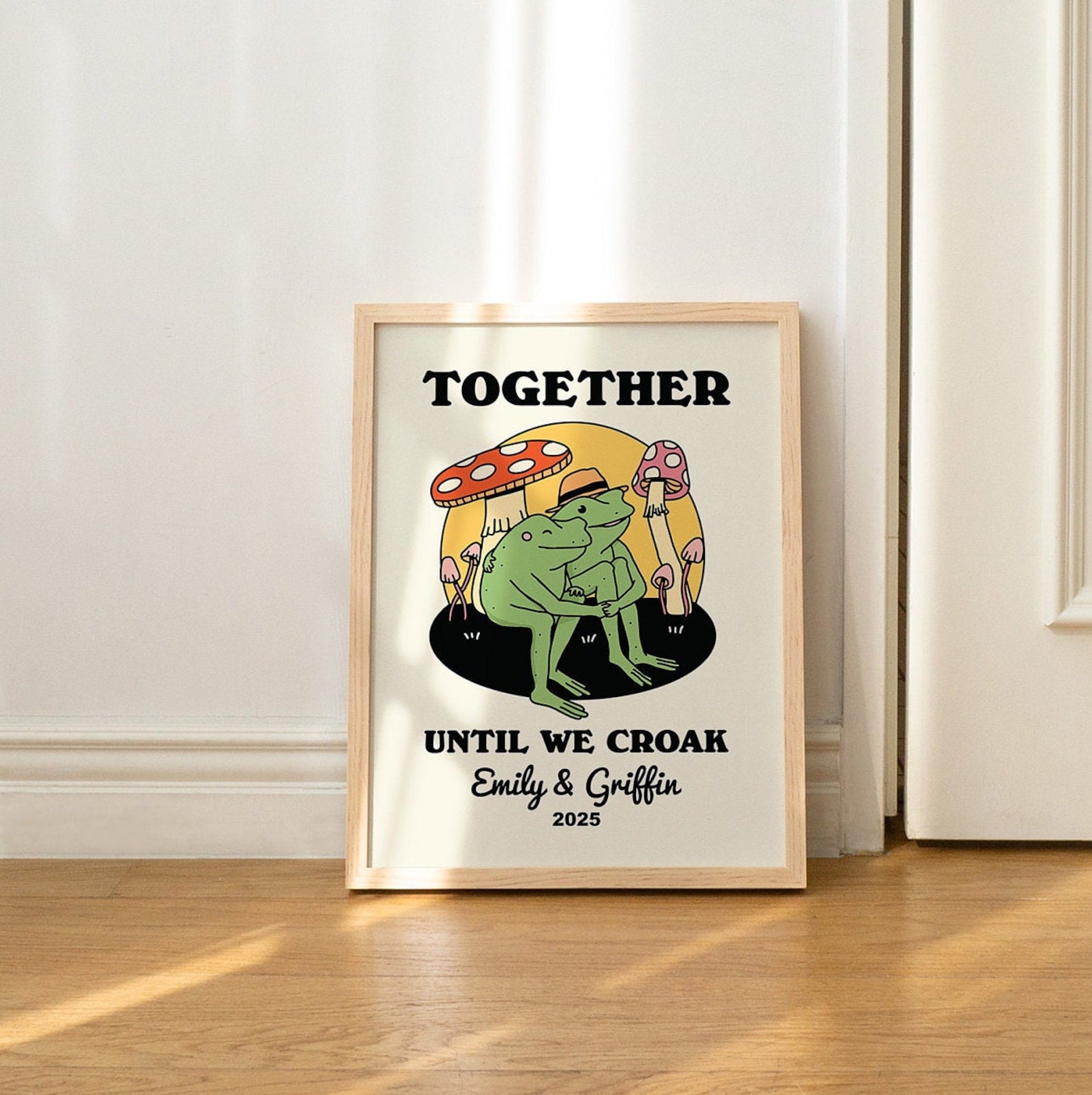 50%OFF⭐️Personalized Frog Couple Print, Custom Frog Illustration Frame Art