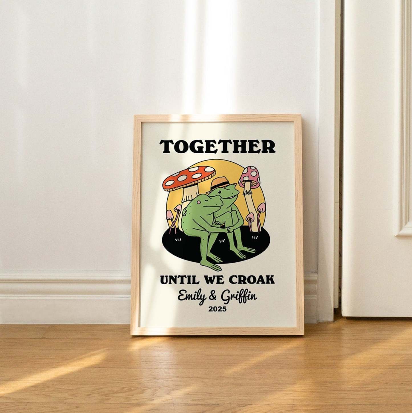 50%OFF⭐️Personalized Frog Couple Print, Custom Frog Illustration Frame Art