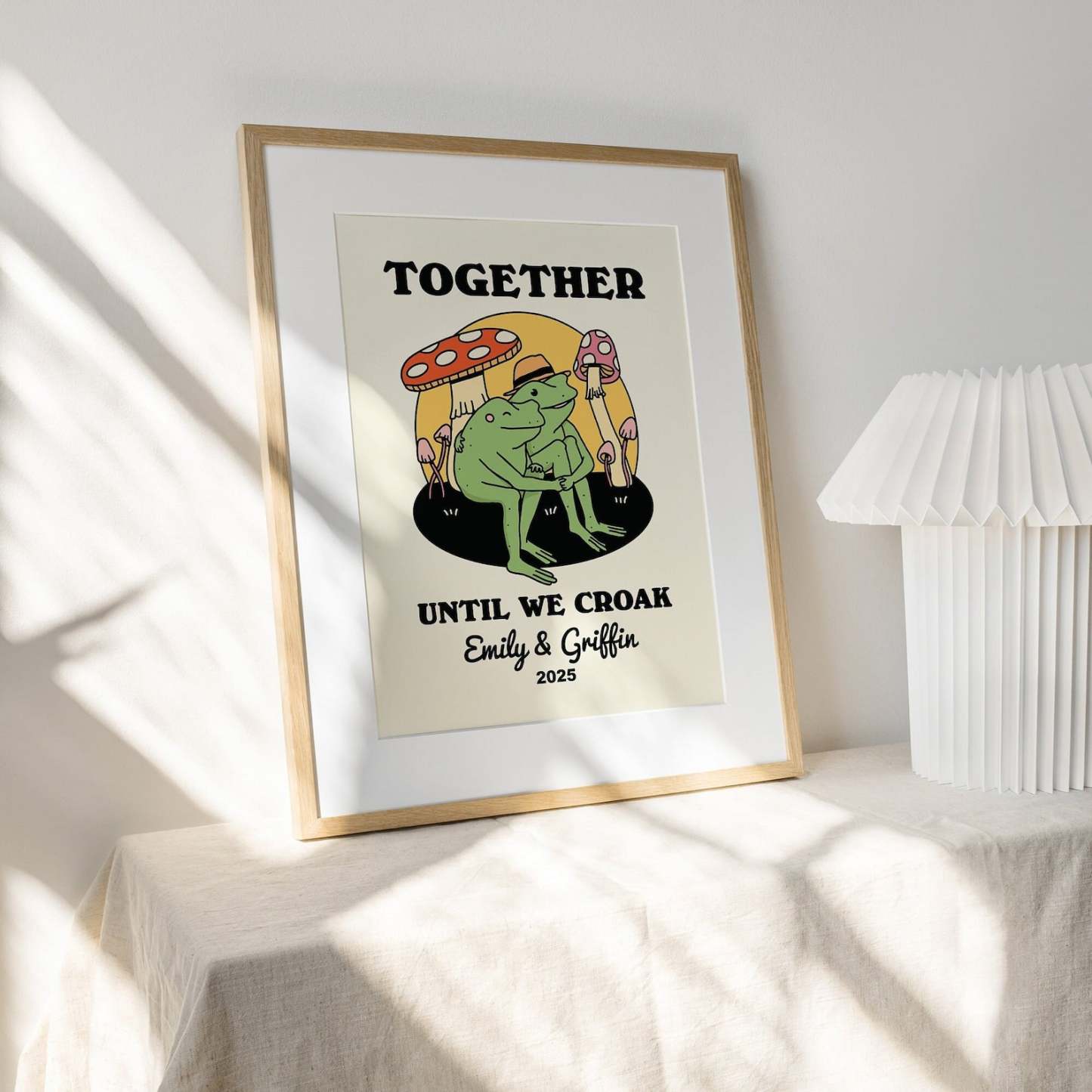 50%OFF⭐️Personalized Frog Couple Print, Custom Frog Illustration Frame Art
