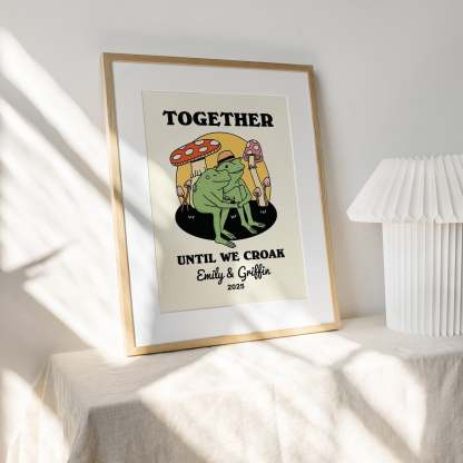 50%OFF⭐️Personalized Frog Couple Print, Custom Frog Illustration Frame Art