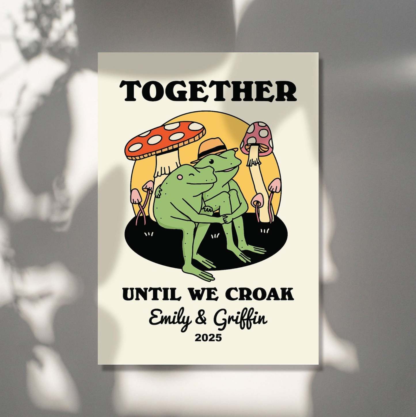 50%OFF⭐️Personalized Frog Couple Print, Custom Frog Illustration Frame Art