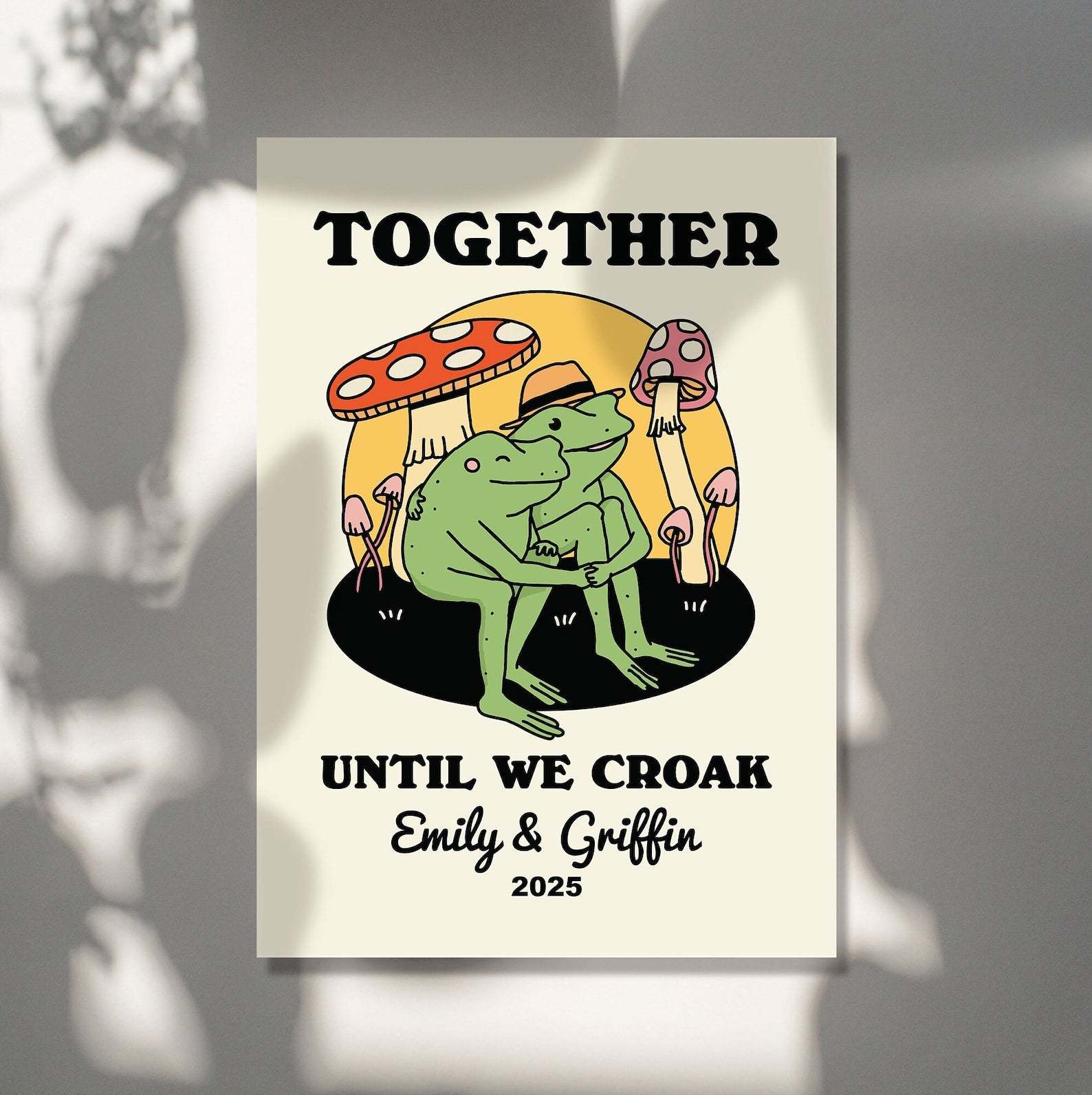 50%OFF⭐️Personalized Frog Couple Print, Custom Frog Illustration Frame Art