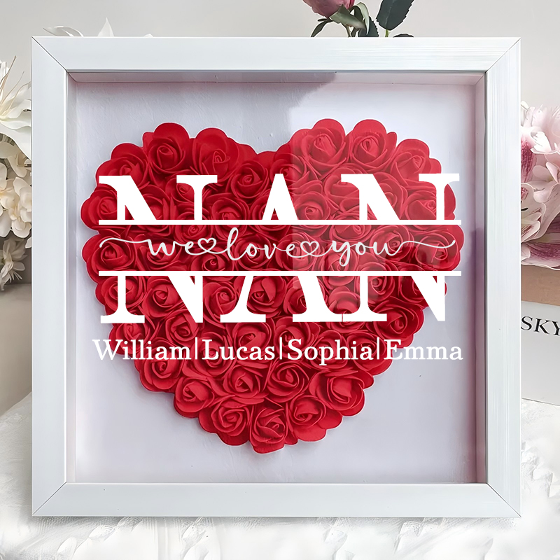 Mom We Love You - Personalized Flower Shadow Box