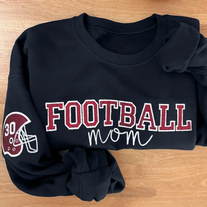 Personalized Glitter Embroidered Football/Volleyball/Baseball/Basketball Mom Sweatshirt