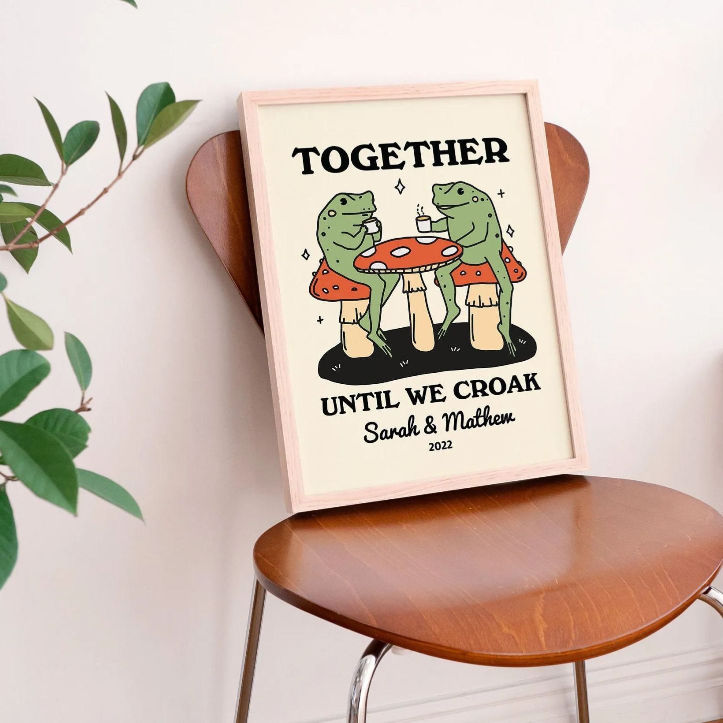 50%OFF⭐️Personalized Frog Couple Print, Custom Frog Illustration Frame,Valentines Gift