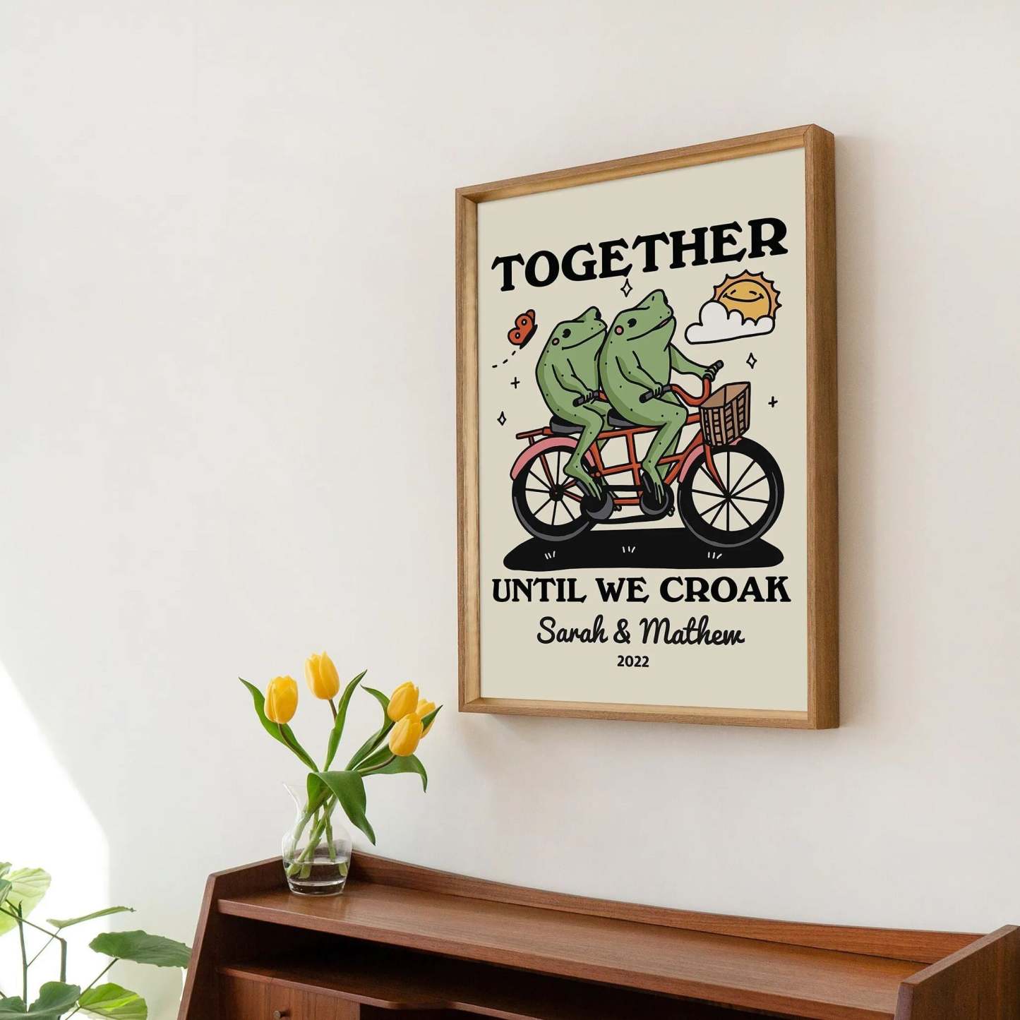 50%OFF⭐️Personalized Frog Couple Print, Custom Frog Illustration Frame Decor