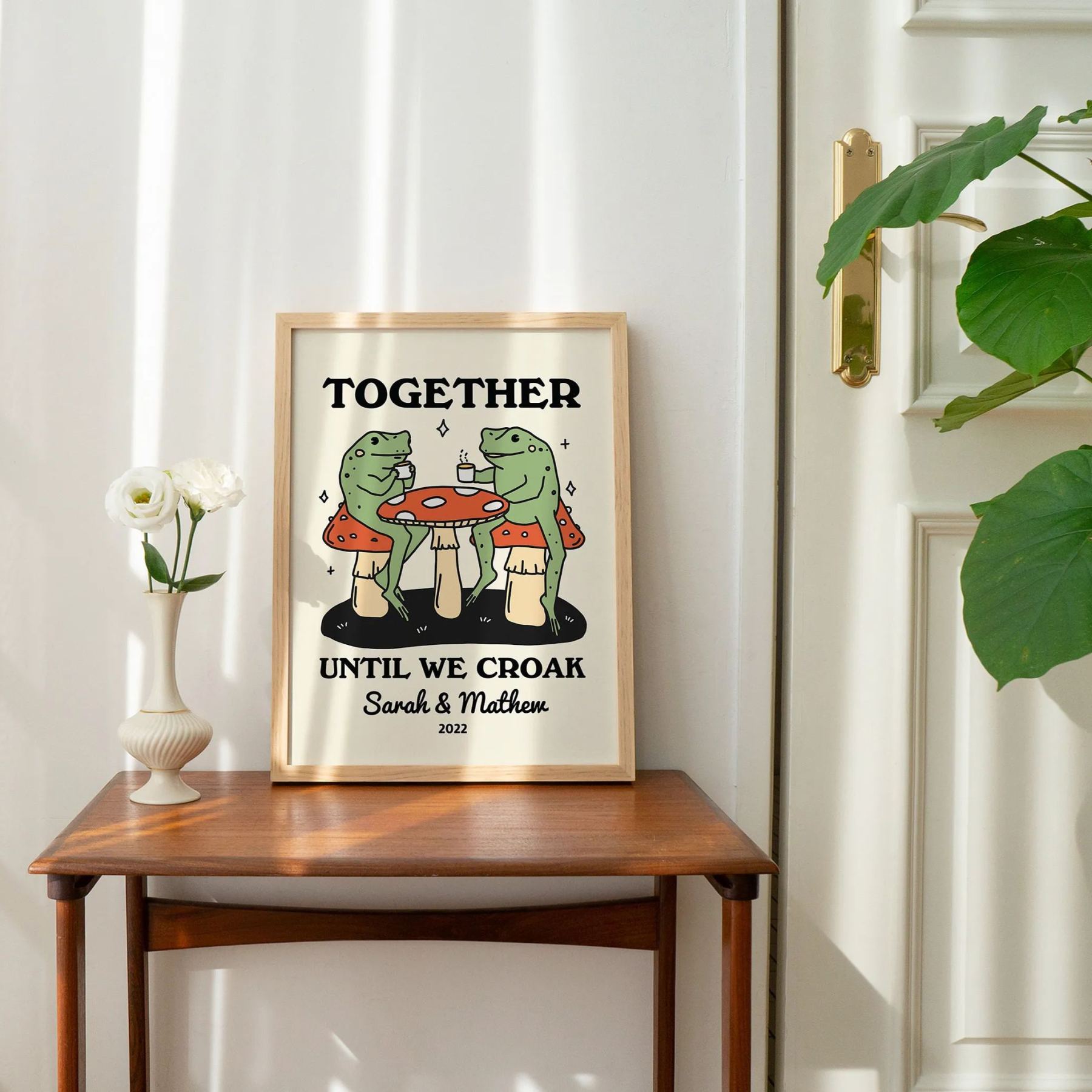 50%OFF⭐️Personalized Frog Couple Print, Custom Frog Illustration Frame,Valentines Gift