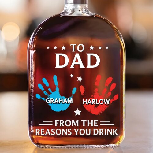 To My First And Forever Hero - Family Personalized Custom Whiskey Bottle - Father's Day, Gift For Dad, Grandpa